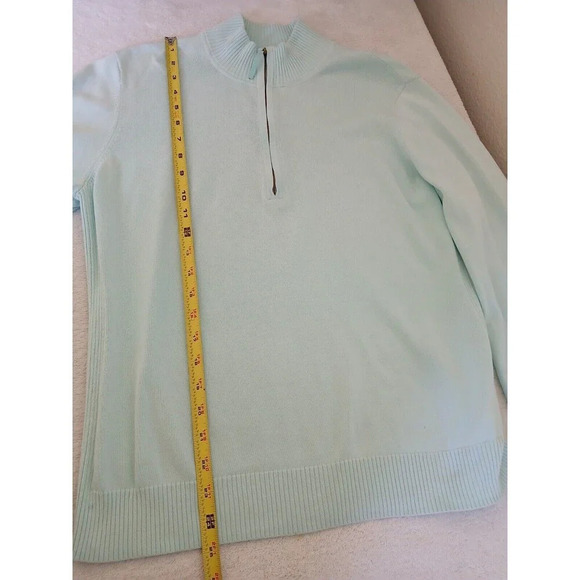 Foxcroft Ladies Size XL Pullover 1/4 Front Sweater Light Mint Supima Cotton - Picture 10 of 16